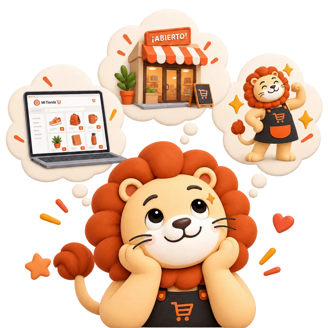 Mascota de Tienda en Minutos junto al panel del catálogo digital en un celular